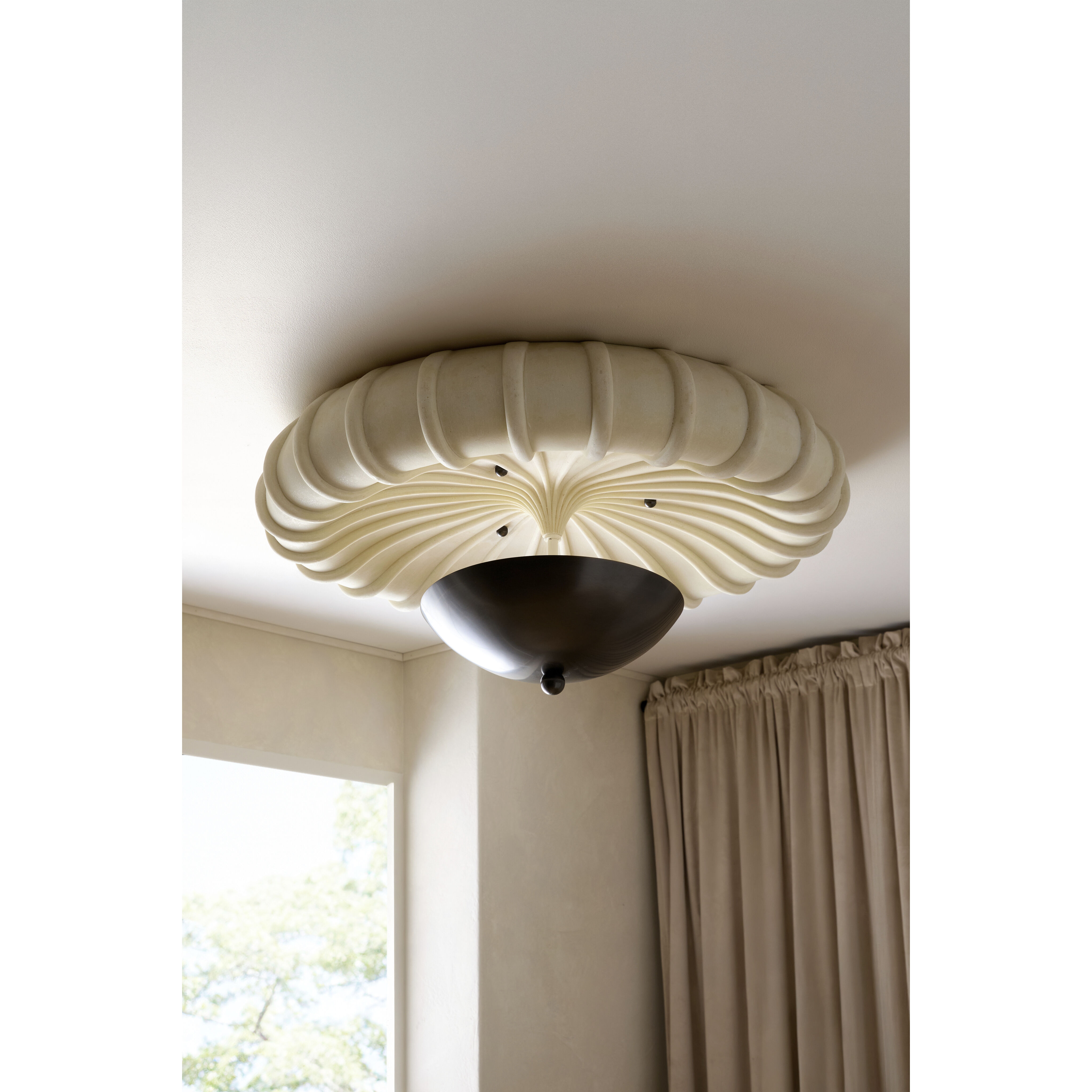 Camella 3 Light 35 inch Ivory and English Bronze Flush Mount Ceiling Light